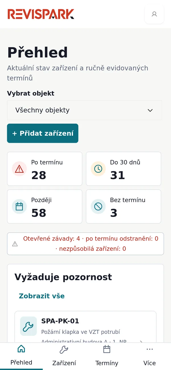 Přehled termínů v telefonu